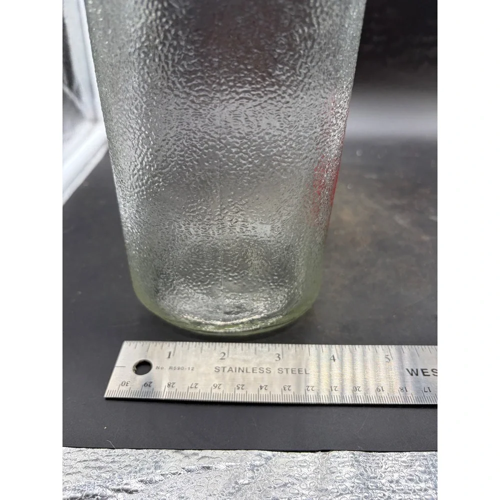 Vintage Safeway Orange Juice Glass Bottle 64 oz Two Quart Stippled Glass Lid